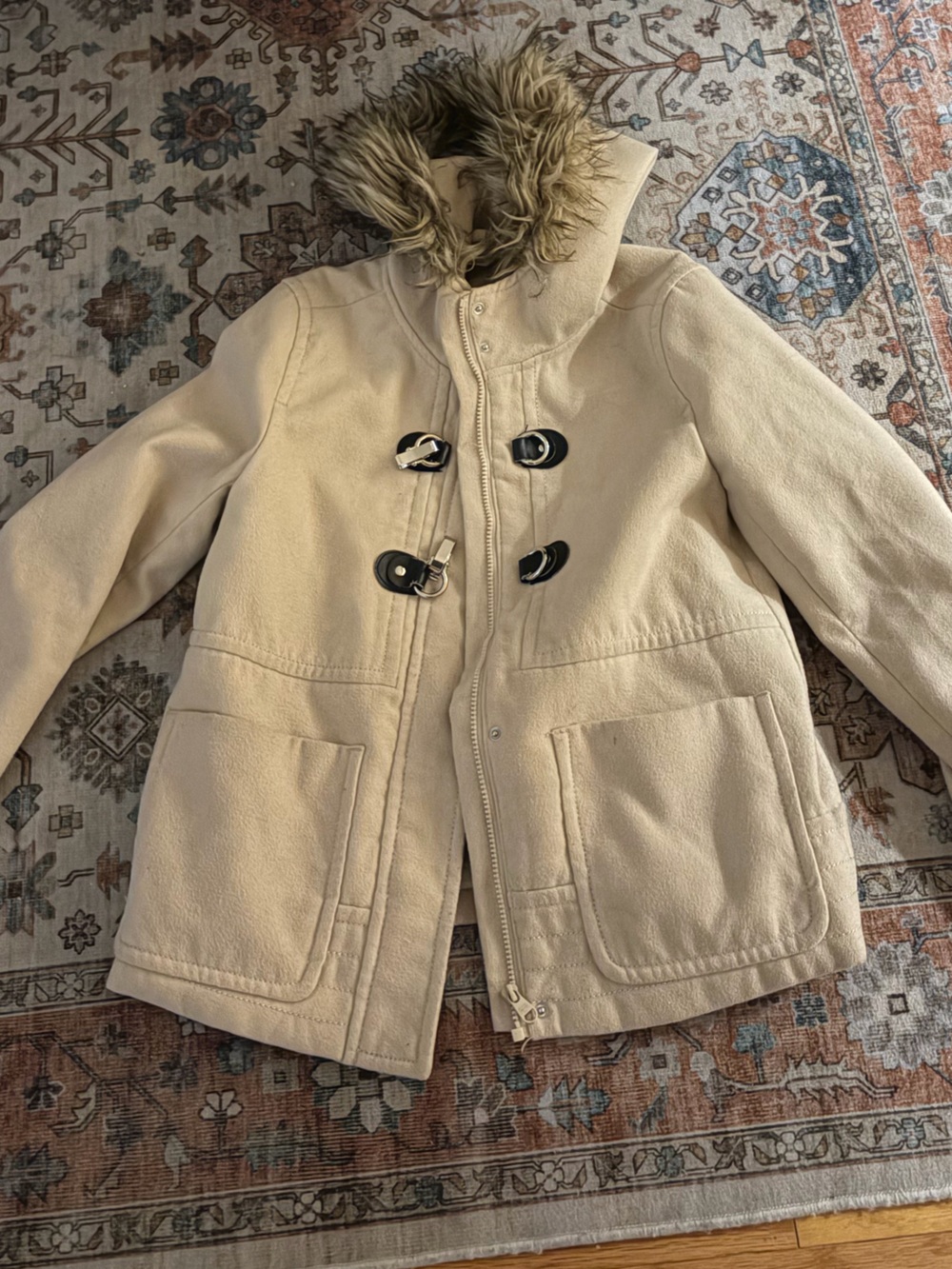 H&M Tan coat with buckles and zipper